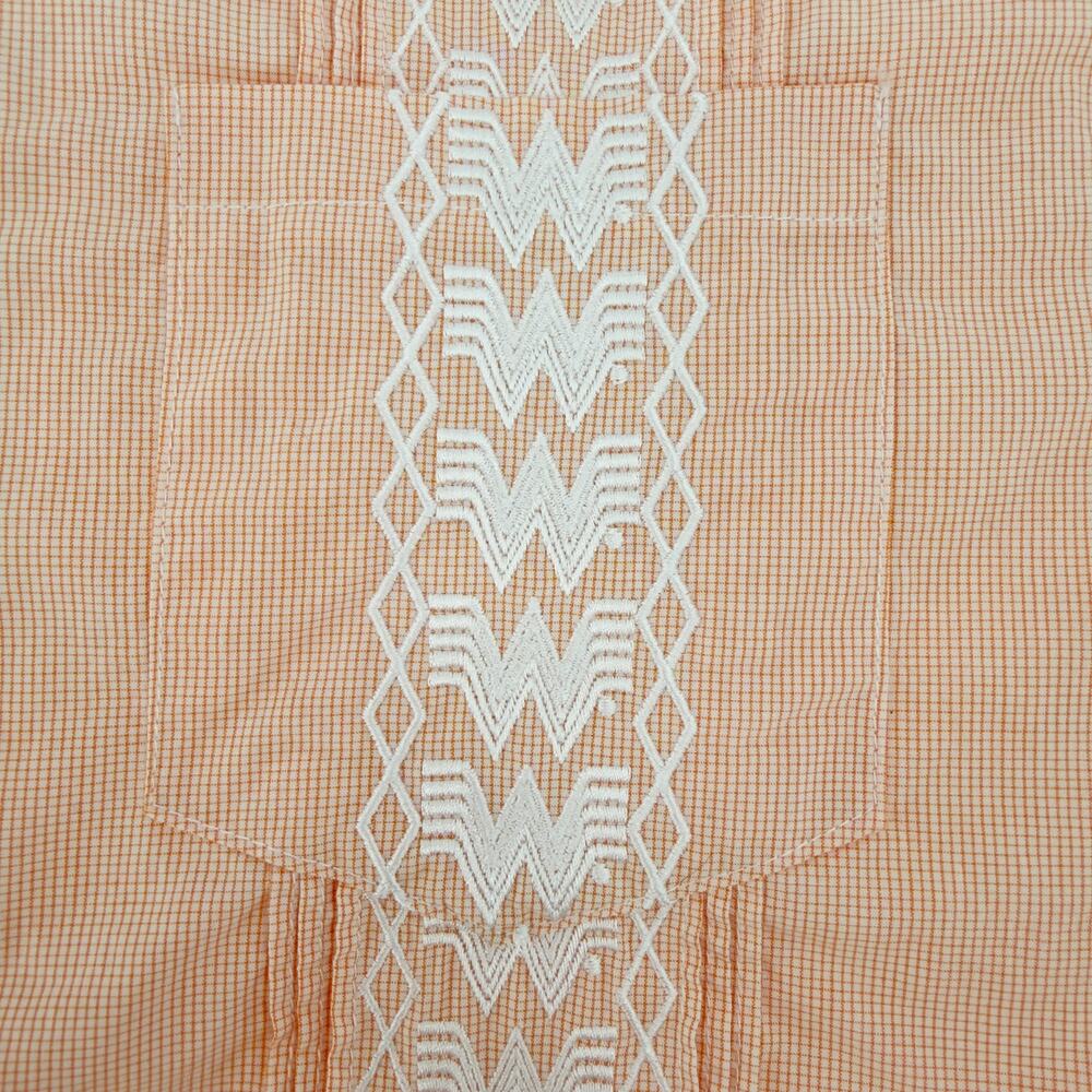 Whataburger Embroidered Guayabera Short Sleeve Shirt Mens Medium Orange Check - Picture 6 of 9
